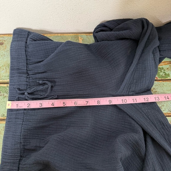 J. Crew Drapey Crinkle-cotton Beach Pant Navy XS Wide Leg Minimalist Fisherman - Picture 15 of 16